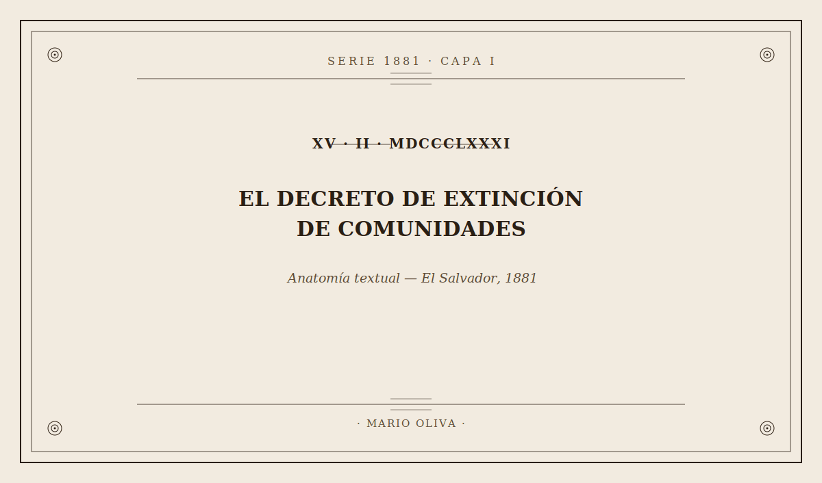 Frontispicio académico con la fecha en números romanos «XV · II · MDCCCLXXXI» (15 de febrero de 1881).