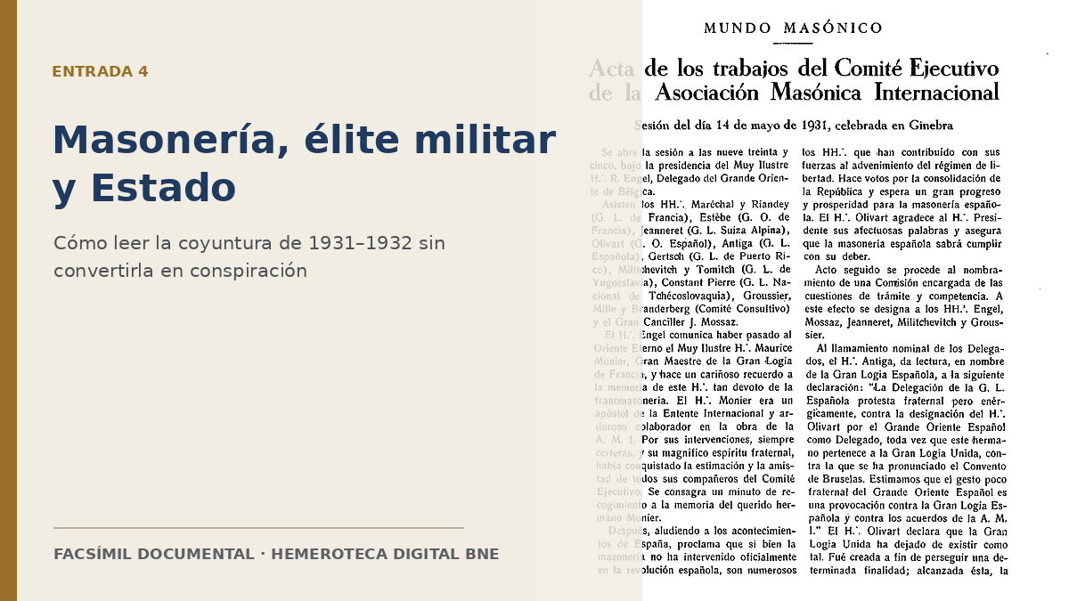 Masonería, élite militar y Estado, 1931–1932