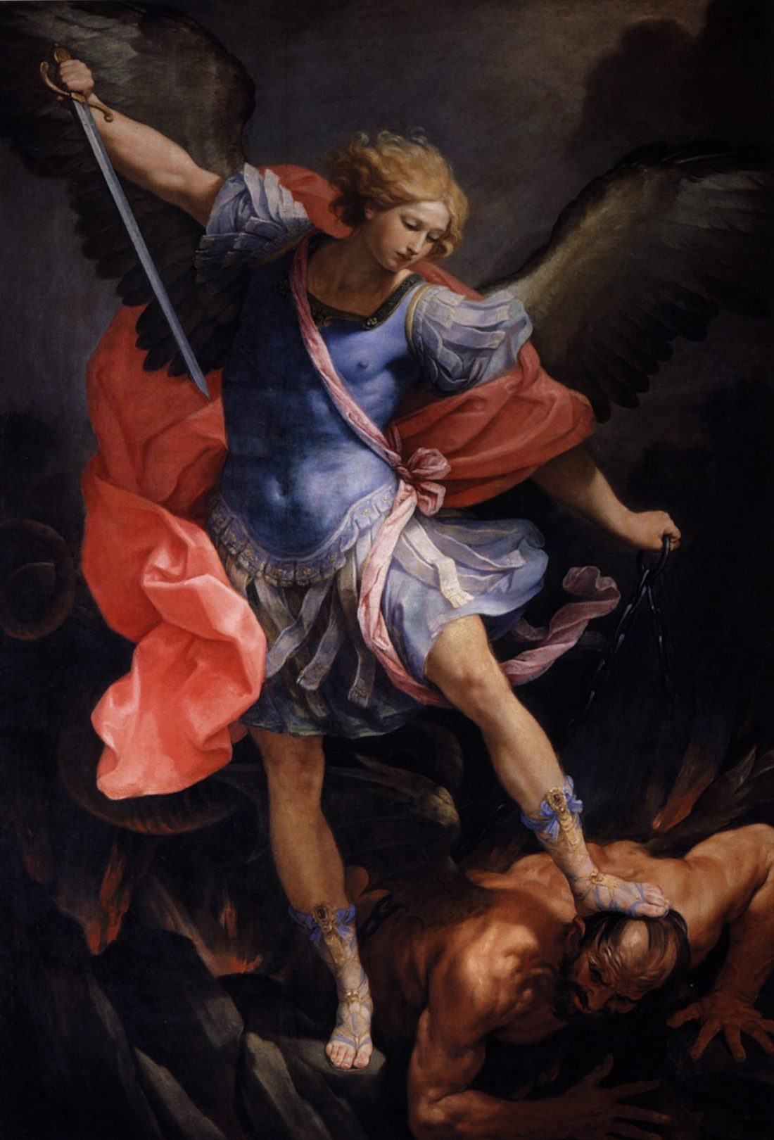 El arcángel Miguel venciendo a Satanás, pintura de Guido Reni